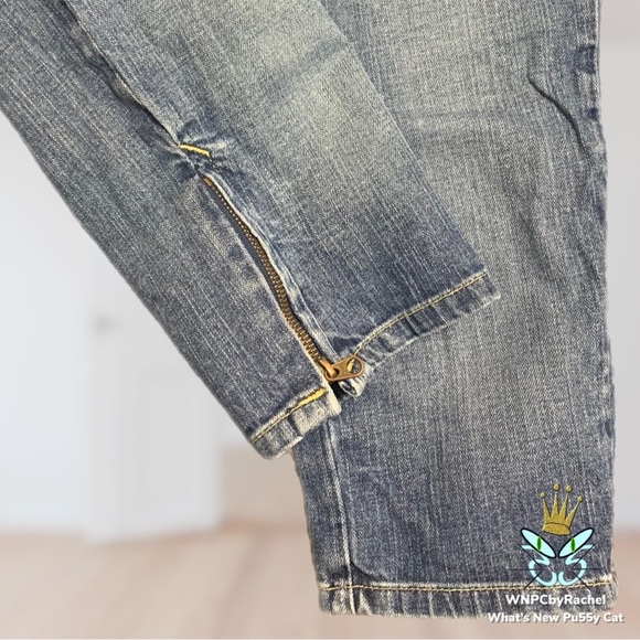 Y2K Guess Jeans Zipper Leg Capris Antique Wash, Size 28 - Picture 3 of 12
